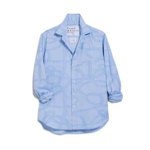 Frank & Eileen Light Blue Rope-Print Button-Up Blouse